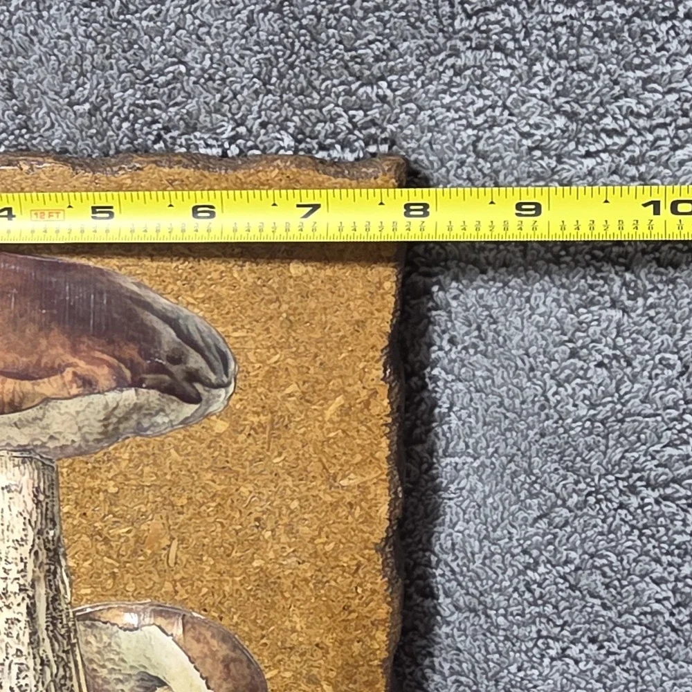 Vintage 3D Mushroom Art On Wood Base Wall Hanging Fairy Whimsy Hippie Decor